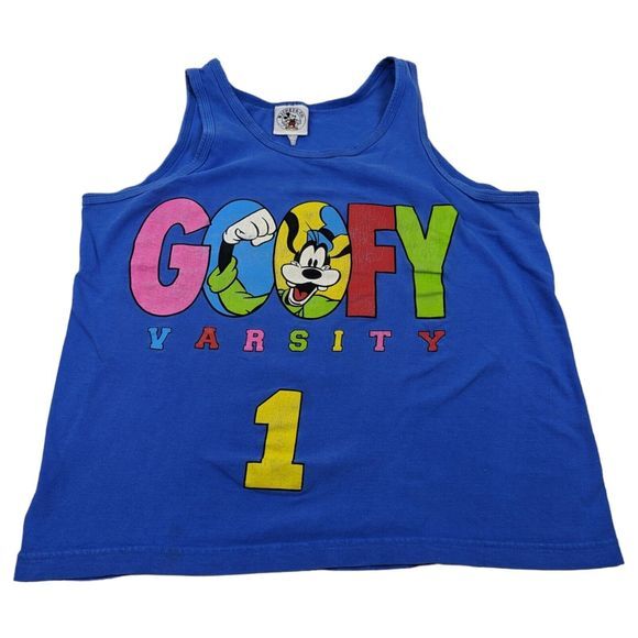 Vintage 90s GOOFY Varsity‎ 1 Disney Mickey & Co. Tank Top - Picture 1 of 8